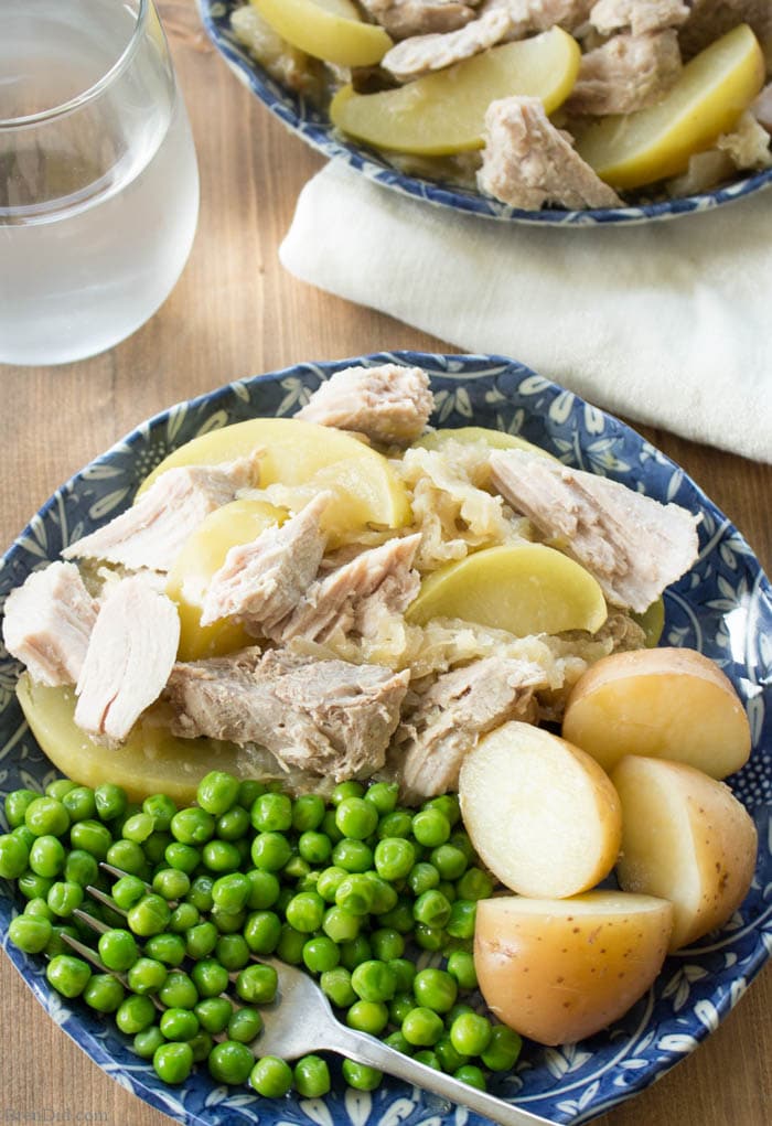 This easy recipe combines apples, pork roast and sauerkraut in the crock pot for a tasty dinner that takes just minutes to prepare. My family loves it for the tasty combination of flavors, I love it because it is a simple “throw and go” recipe for the slow cooker. 