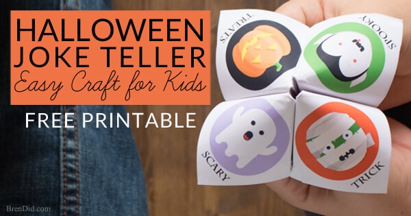 Halloween Joke Tellers for Kids - Make easy Halloween cootie catchers with your kids for a delightful Halloween treat that focuses on fun not sugar or candy. Free printable Halloween craft for kids. Halloween fortune Tellers. Healthy Halloween treat for kids.