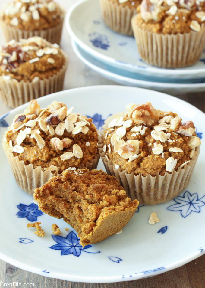 No Flour, Sugar Free, Oil Free, Dairy Free Healthy Pumpkin Muffins