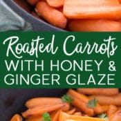 Roasted carrots are cooked in a light sauce of butter, honey, ginger, and lemon. The oven brings out the naturally sweet flavor of the roasted carrots and turns the sauce into a tasty glaze.