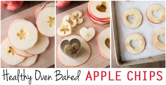 Healthy snacks for kids, healthy valentine snacks, oven baked apple chips, apple chips