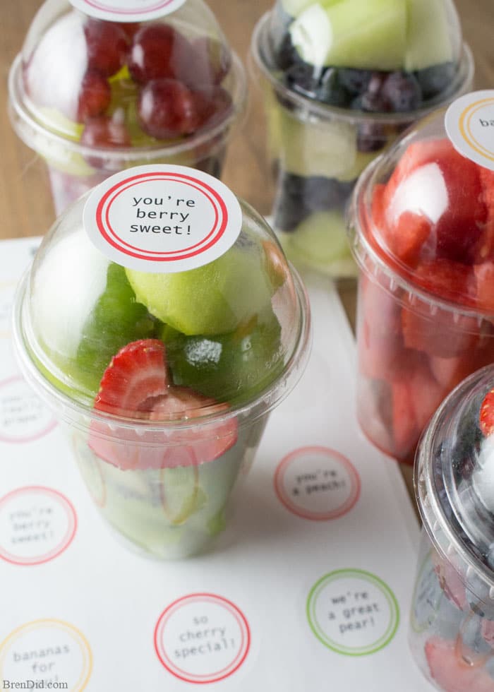 Valentine's Day can be fresh, healthy, and cute! These free printable Valentine fruit labels make healthy treats for kids a snap. Just print and stick!