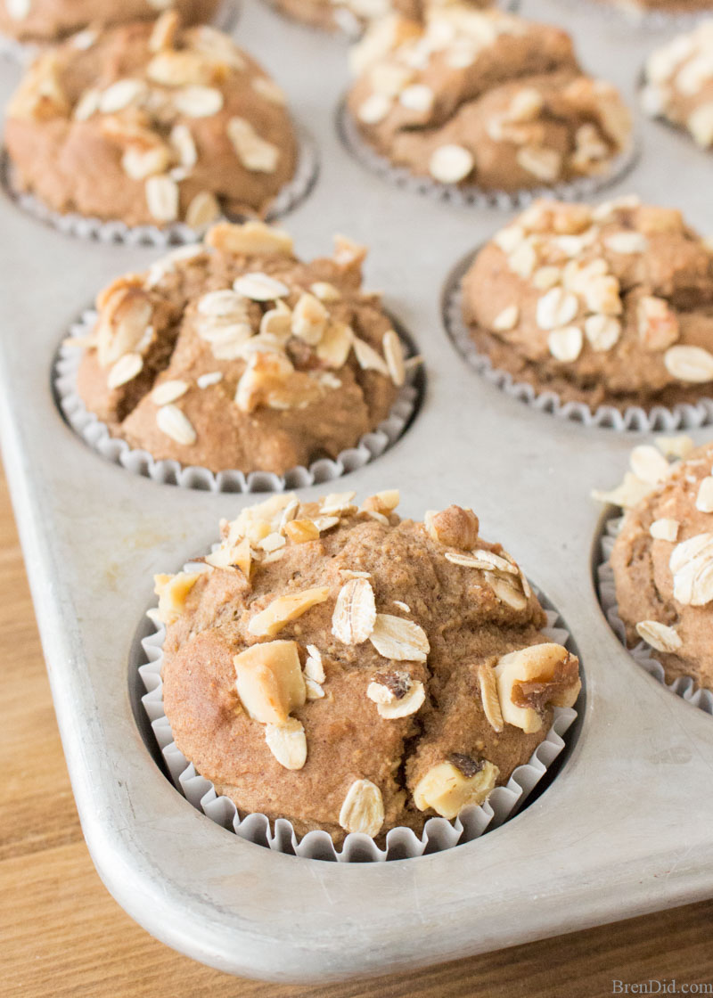 Healthy Banana Oatmeal Muffins in Tin