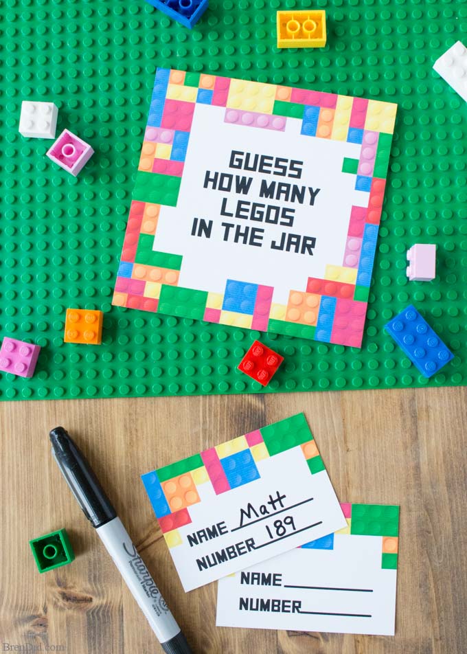 free printable lego party game guess the number of legos bren did