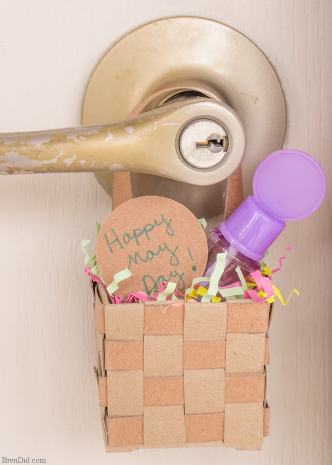  may day basket hanging on door handle