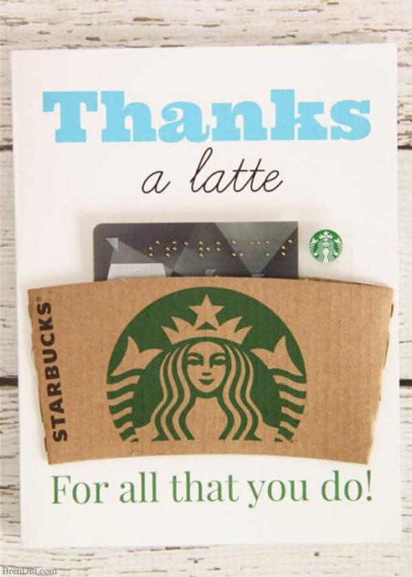 Thanks a latte gift card holder