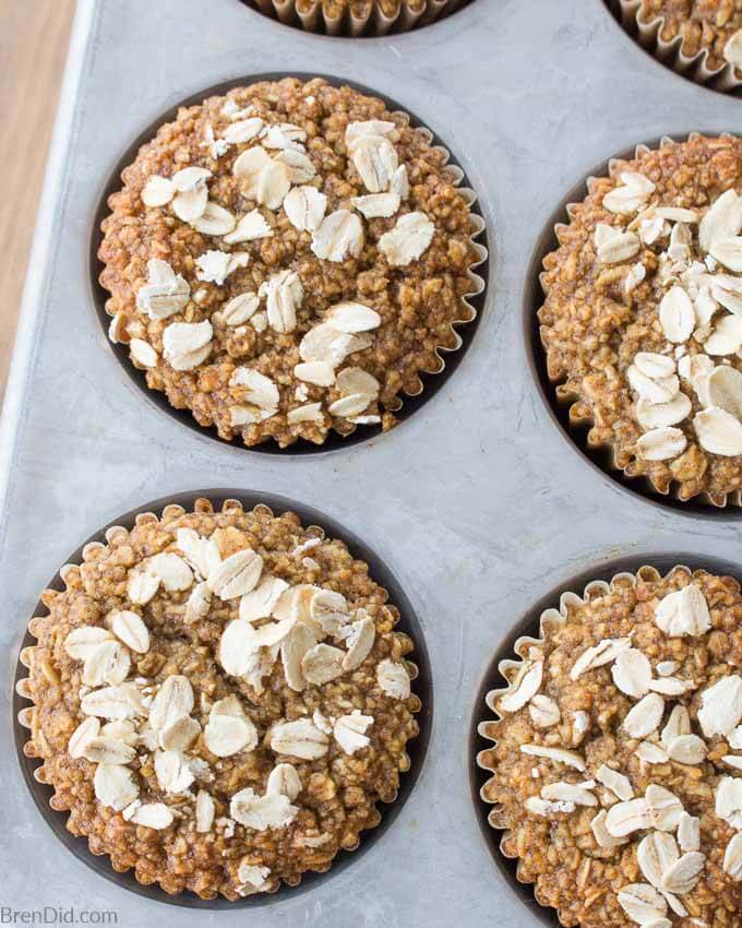 Healthy Oatmeal Muffins baked in muffin tin