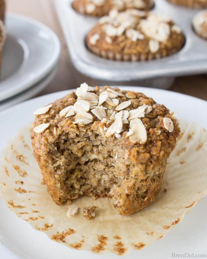 Healthy Oatmeal Muffins out of wrapper