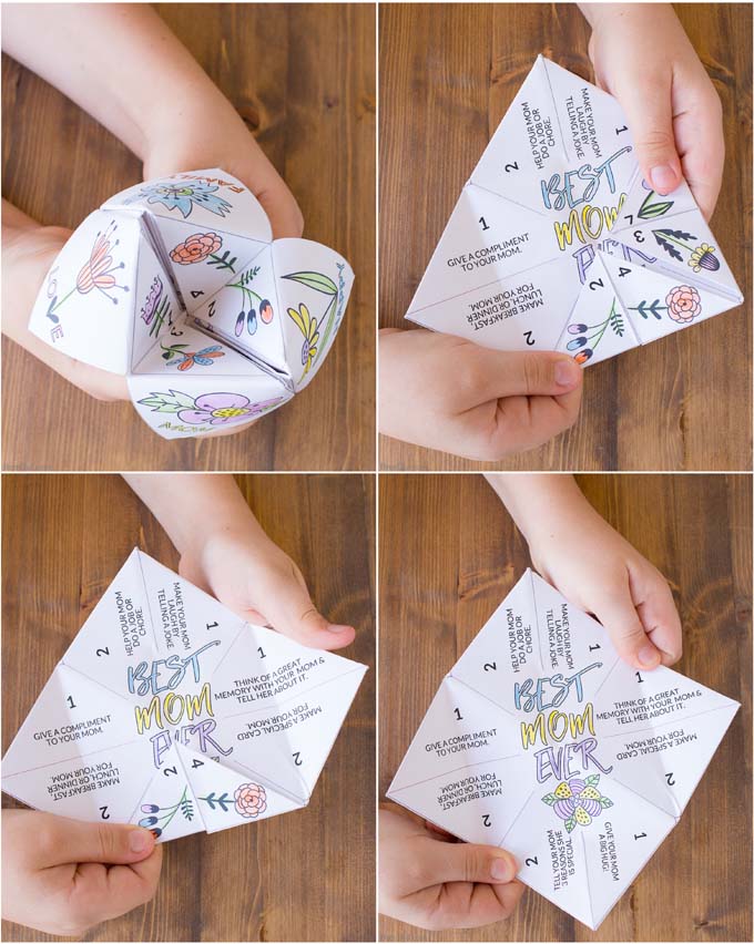 black and white Mother's Day Fortune Teller steps 2