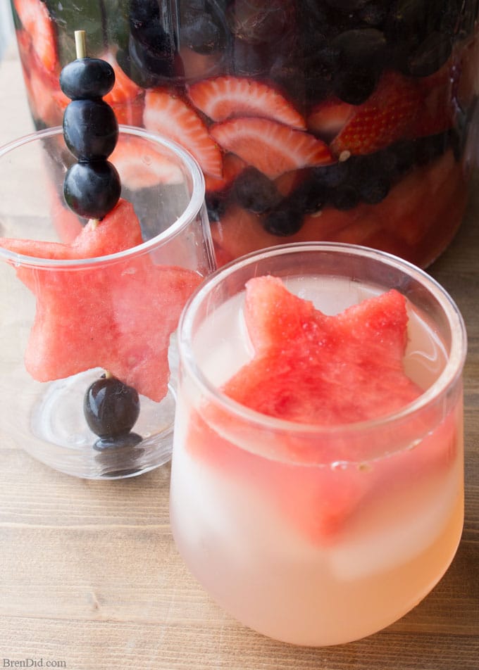glass of sangria with watermelon star