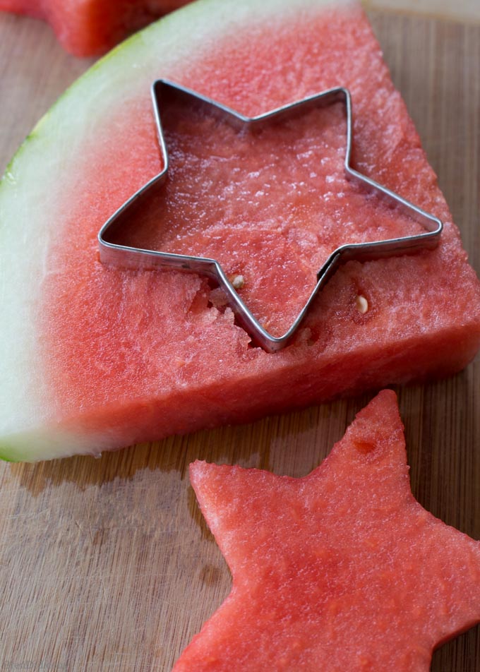 Watermelon stars made with cookie cutter
