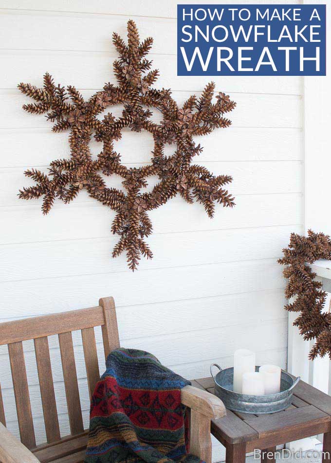 How to Make a Snowflake Pinecone Wreath FB