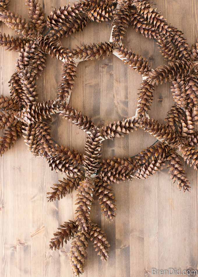 Snowflake Pinecone Wreath covered