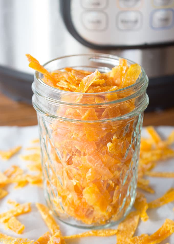Instant Pot Candied Orange Peel Store in airtight jar