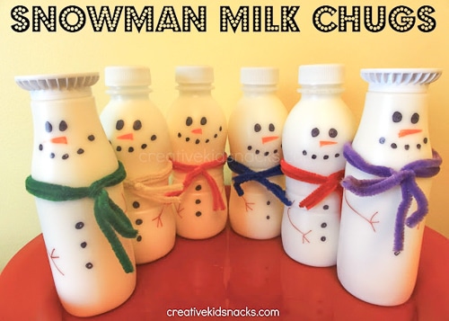  Class Party Ideas snowmen milk bottles