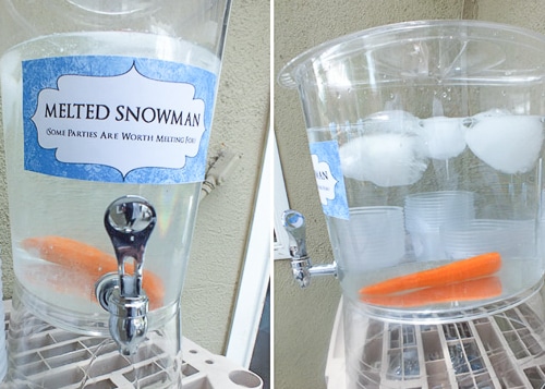 Class Party Ideas Melted Snowman Water