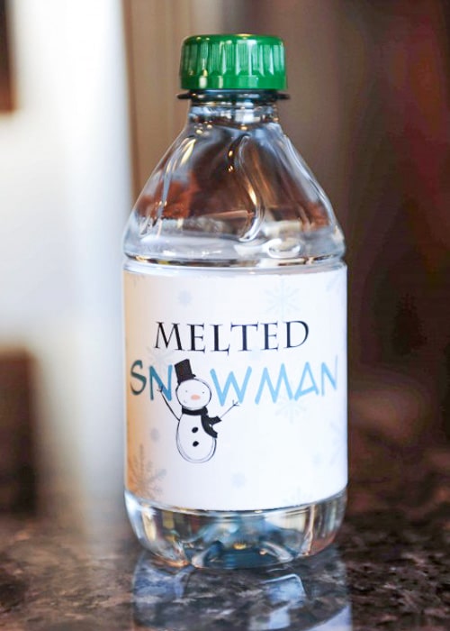 Class Party Ideas snowmen water bottles