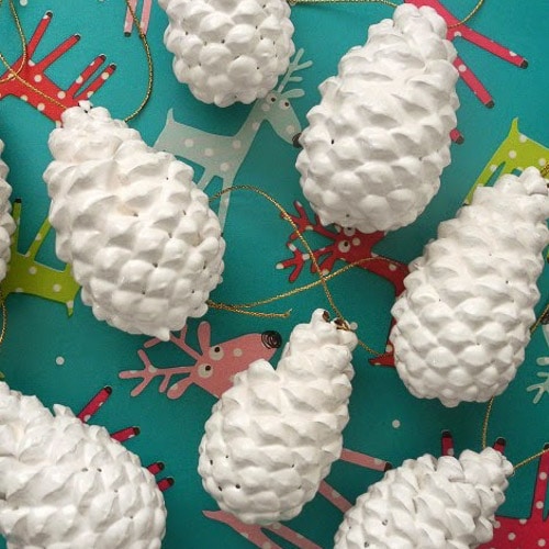 snow covered pine cones latex paint