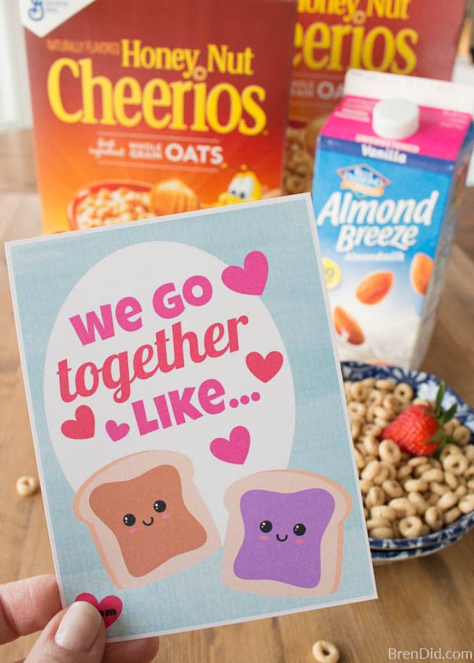 We Go Together Free Printable BFF Valentines with cereal 