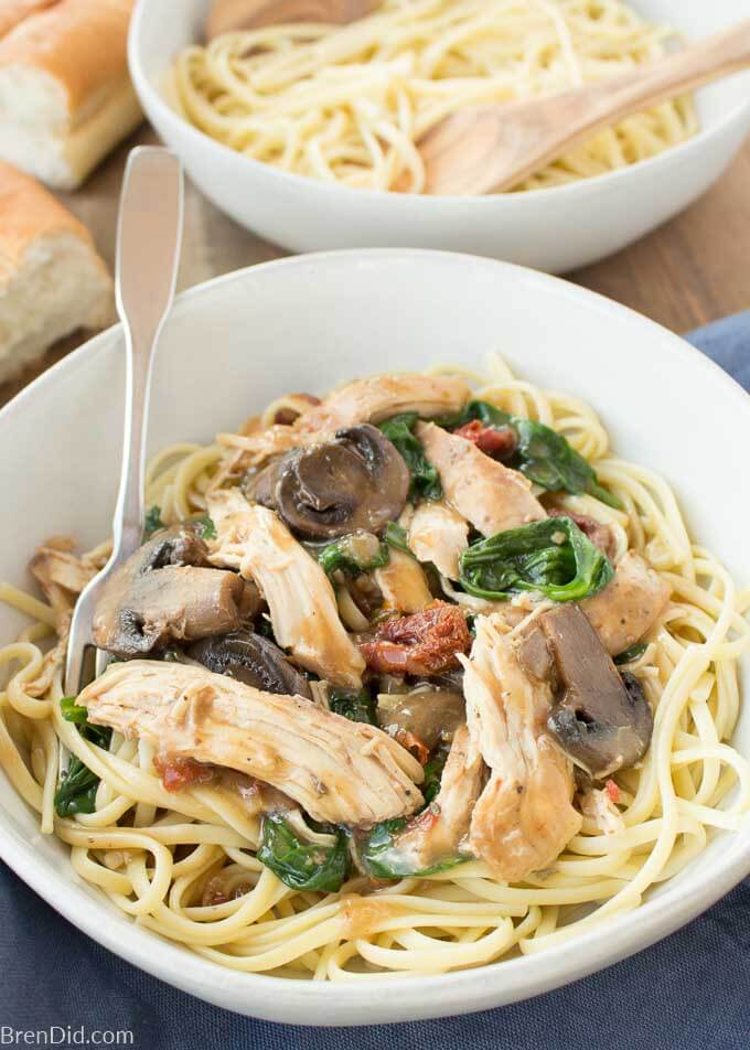 Crock Pot Chicken Marsala table with noodles