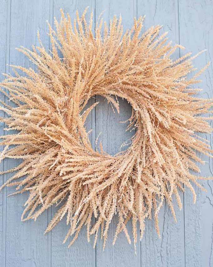 fall wreath made from corn tassels