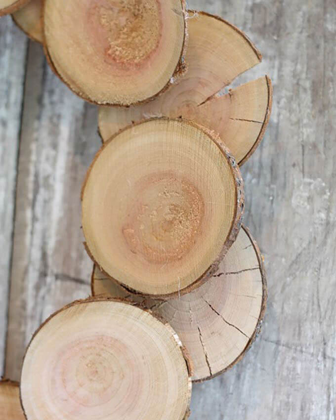 Fall Wreath made with large wood slices