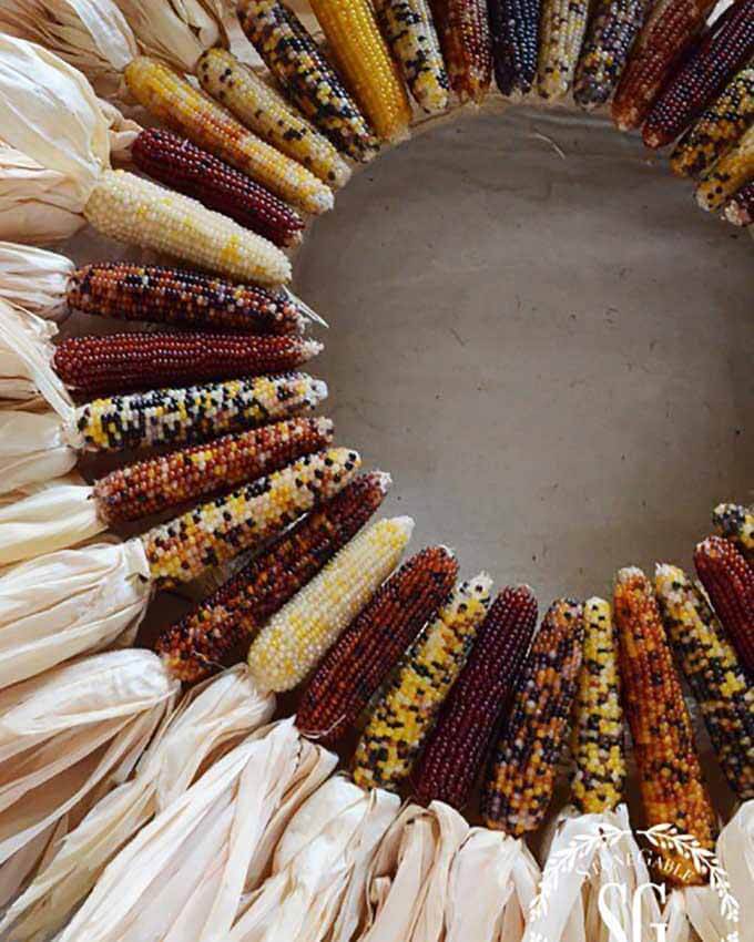 fall wreath made from corn