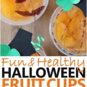 Halloween fruit cups pumpkins collage