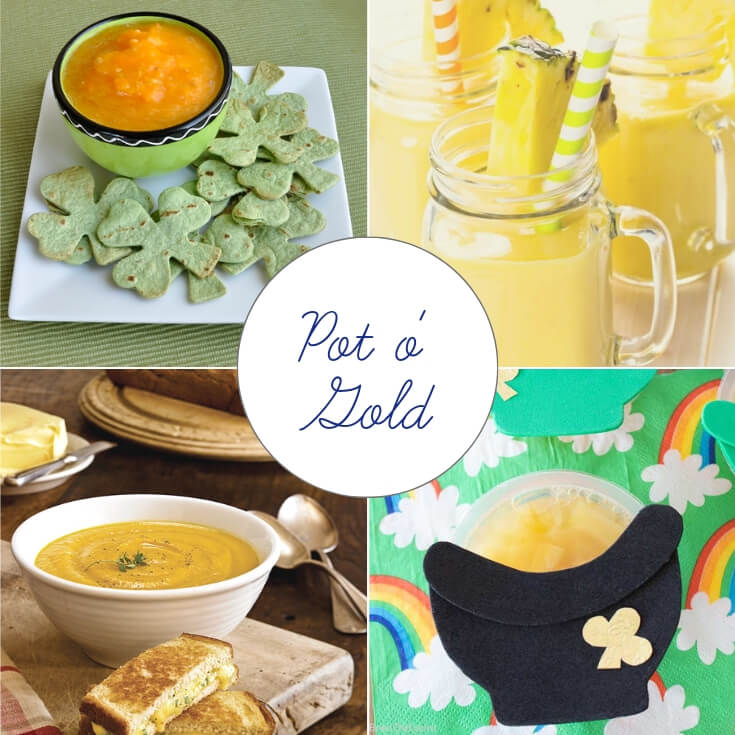 Pot of Gold themed St Patrick’s Day treats collage