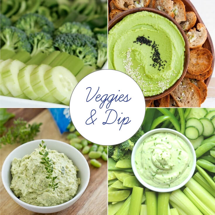 Vegetable and Dip St Patrick’s Day treats collage